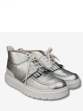 Dr Martens Shoes Jemima Womens Sz 5 Silver Kiltie Chukka Leather Moc Boots